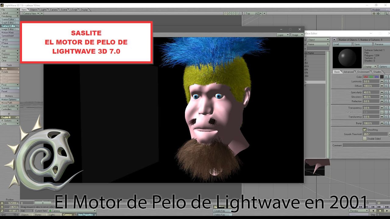 TUTORIAL PELO EN LIGHTWAVE 7, SASLITE, COMO SE TRABAJABA EN 2001 - YouTube