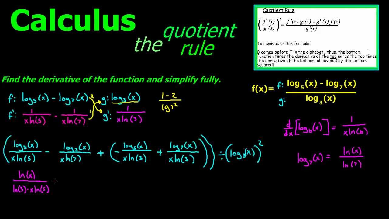 derivative of log function examples