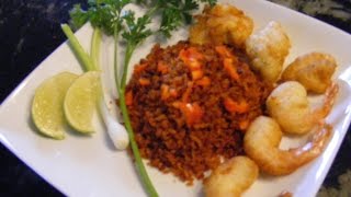 Spanish Fried Rice with Deep Fried Shrimp & Chick!