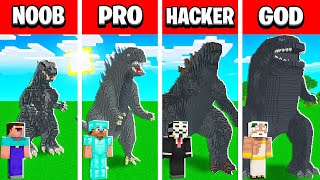 NOOB vs PRO vs HACKER vs GOD: STATUE GODZILLA HOUSE BUILD BATTLE in Minecraft - Animation!