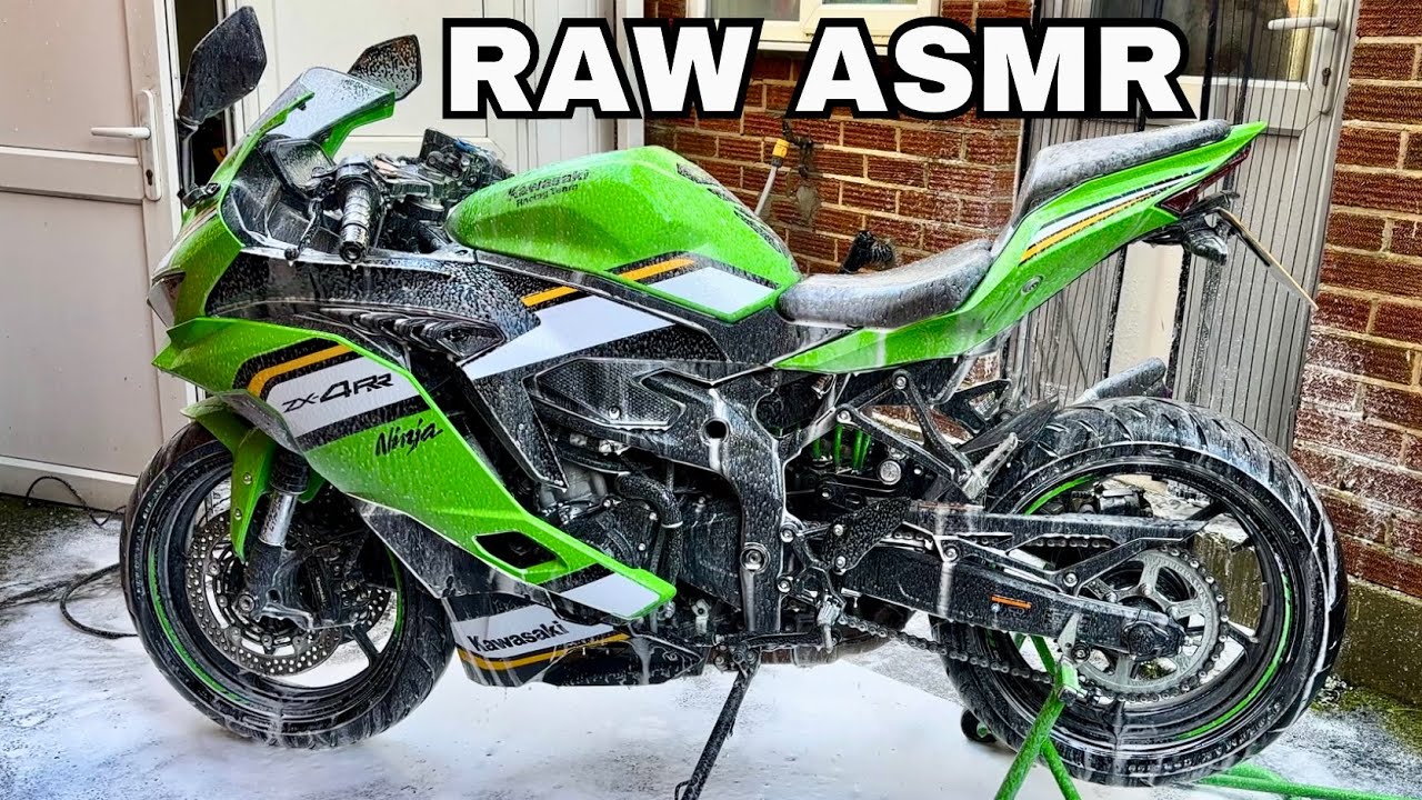 洋楽 Raw Satisfying Kawasaki ZX4RR Motorcycle Deep Clean | RAW ASMR - YouTube
