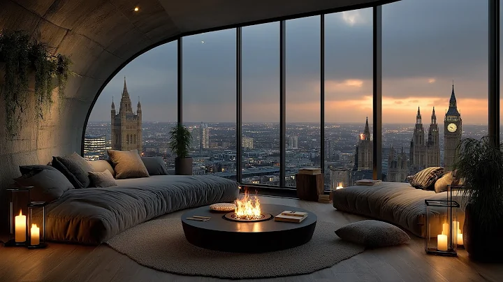 Relaxing Cozy Apartment in London | Sunset Cityscape Ambience