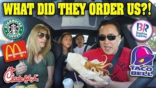 LETTING THE PERSON IN FRONT OF ME DECIDE WHAT I EAT FOR 24 HOURS!!!  5 Drive Thru Challenge!