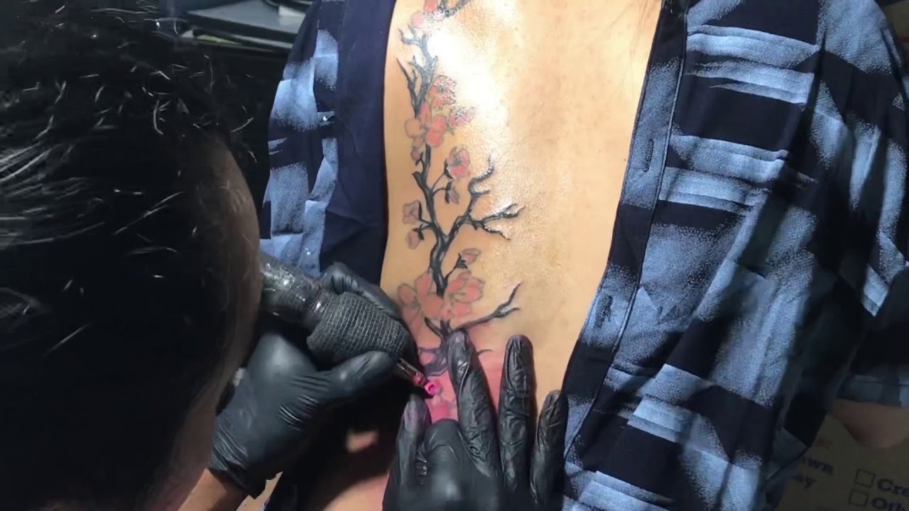 Enhancement Cherry blossom Tattoo Timelapse