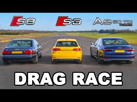 Audi S8 v Audi S3 v Audi A8 - DRAG RACE, ROLLING RACE & BRAKE TEST