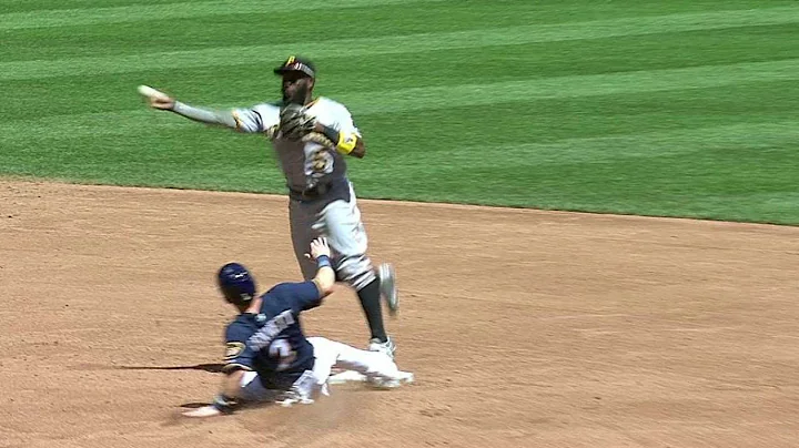 PIT@MIL: Pirates turn double play, call confirmed