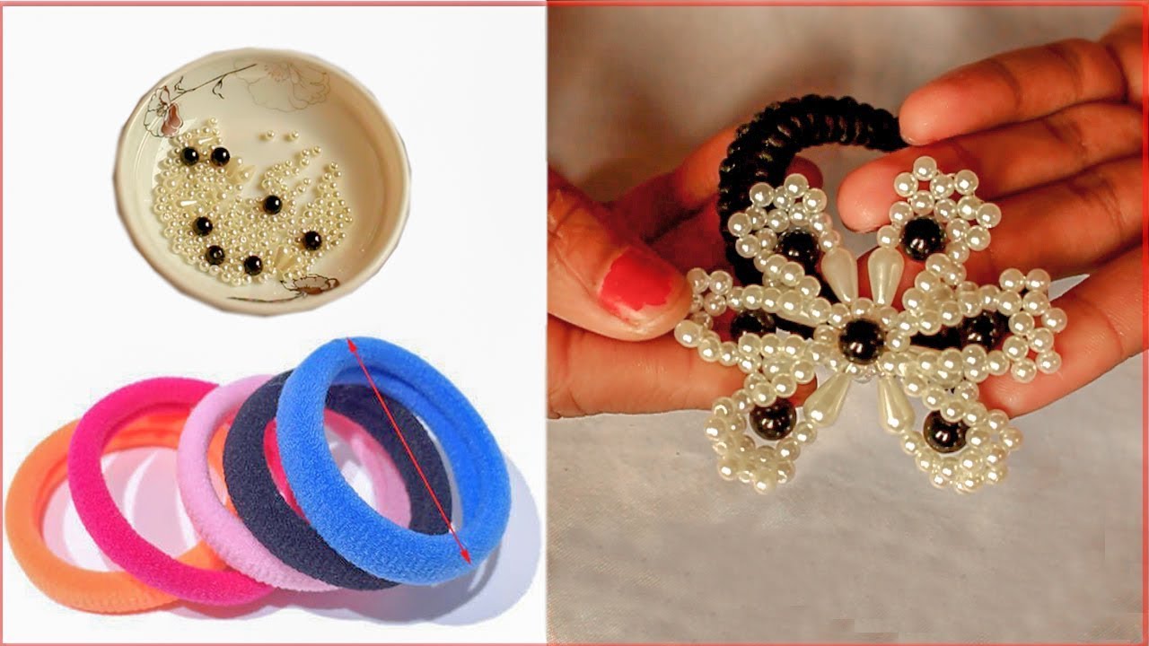 How To Make Hair Rubber Band DIY Hair Rubber Band Beaded Hair