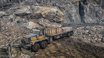 Delivery of Spare Parts and Concrete Slab to QUARRY in Snow Runner