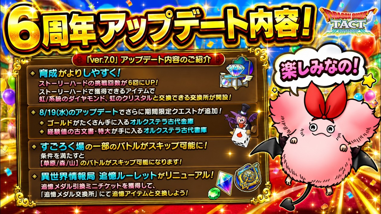 【早いもの勝ち‼️】 Quest 2 Dragon Quest Tact] Checking the 6th Anniversary Update Details