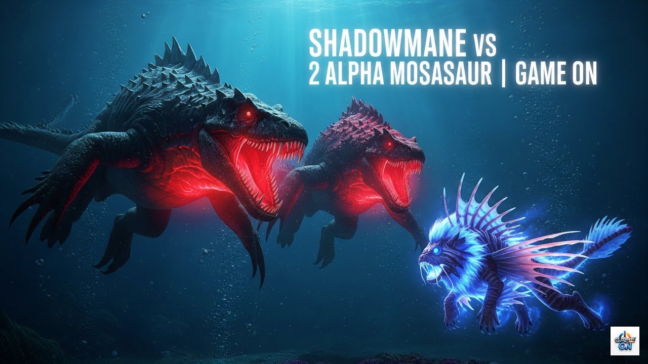 2 Alpha Mosasaurs vs Shadowmane | Epic Underwater Battle | ARK Survival ...