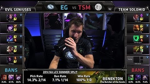 Evil Geniuses vs team Solomid | S4 NA LCS Summer split 2014 SuperWeek 1 Day 3 | EG vs TSM G3
