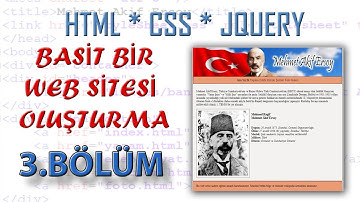 HTML CSS JQuery ile basit bir web sitesi oluşturma 3.BÖLÜM