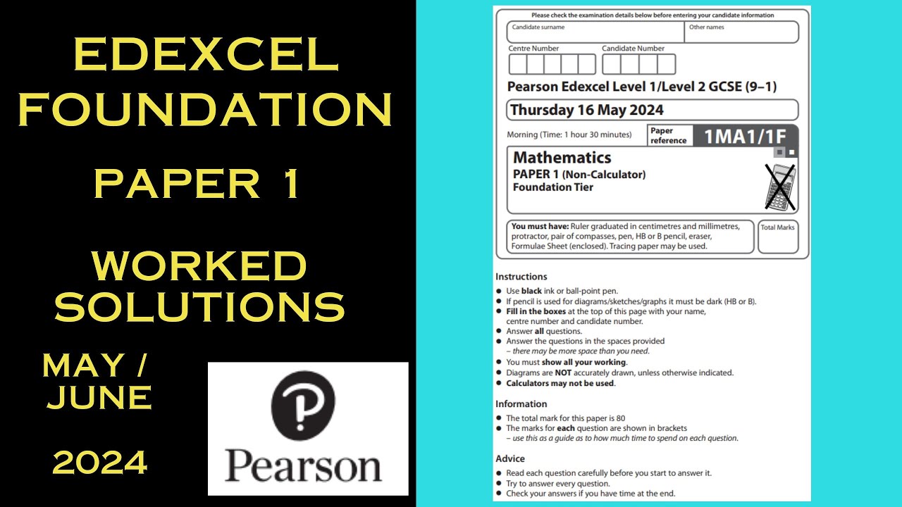 Edexcel Maths Foundation GCSE - May / June 2024 - Paper 1 - Worked ...