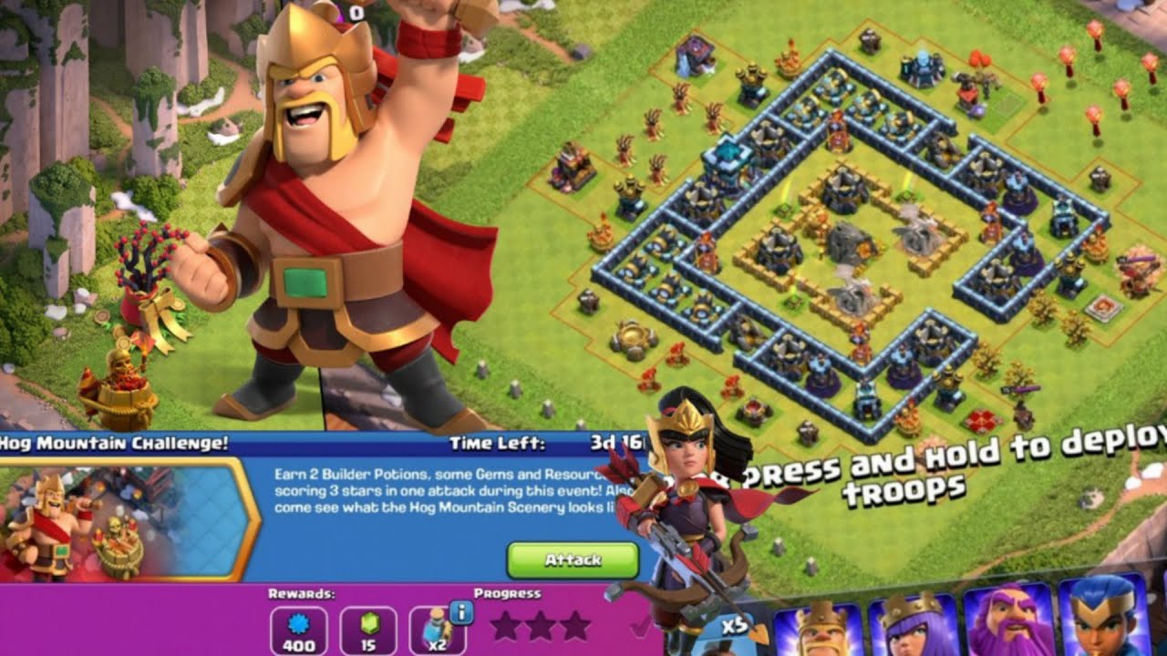 New Update Clash of Clans : Hog Mountain Challenge, Warrior King, Lunar new Year, New Scenery