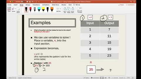Using Variables to Describe Patterns Review