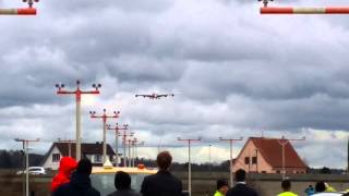 31.03.15 Landung Airbus A380 in Zürich bei Unwetter und Wind