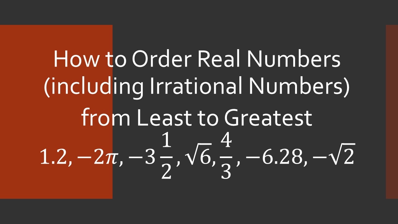 How to Order Real Numbers (including Irrational Numbers) from Least to