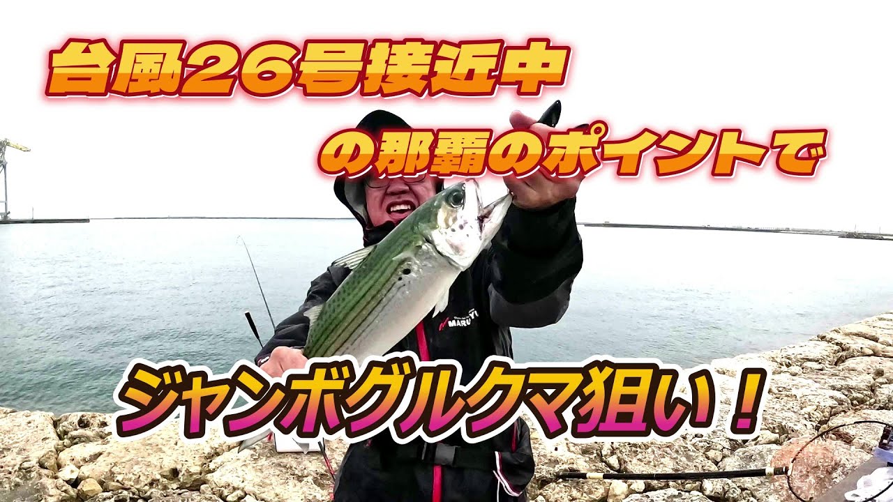 台風26号接近中の那覇Pでジャンボグルクマ狙い！【沖縄釣り】