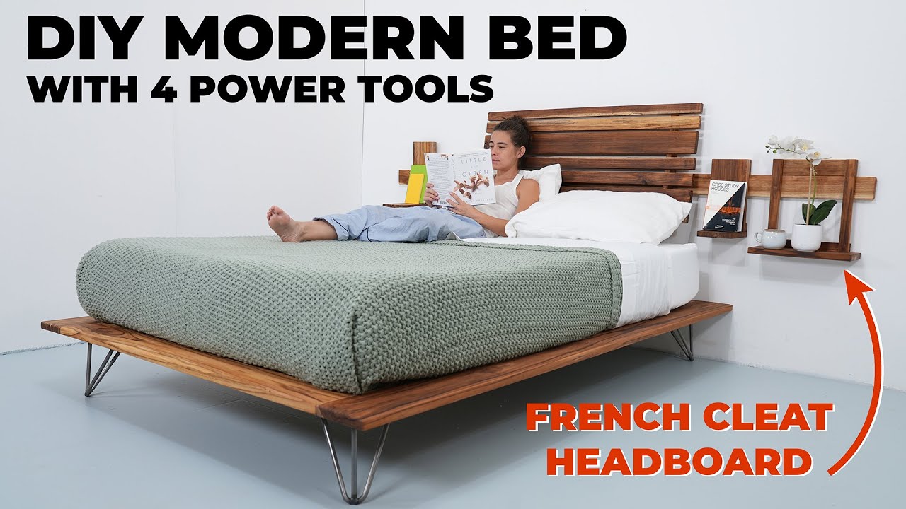 DIY Modern Bed Frame with a French Cleat Headboard