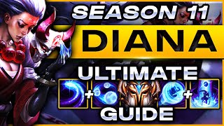 DIANA ULTIMATE GUIDE | SEASON 11 (2021) [BEST RUNES, ITEMS, COMBOS, GAMEPLAY] | League of Legends