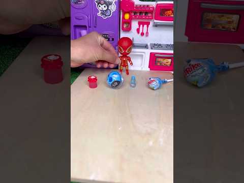 Spider Man eat lollipop 😎😁 #funny #toys #spiderman