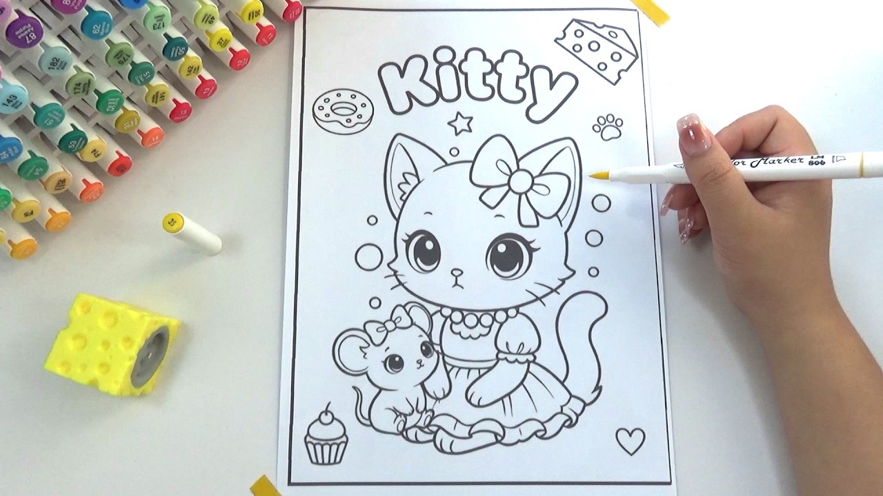 Satisfying Kitten & Mouse Coloring with Dual Tip Markers 🐱 🐭🖍️✨