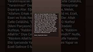 Meni Nutfesi Rahimde Yerleşince Melek Onu Eline Alır, “Yâ Rabbi.bu Yaratılacak Mı,Yaratılmayacak Mı