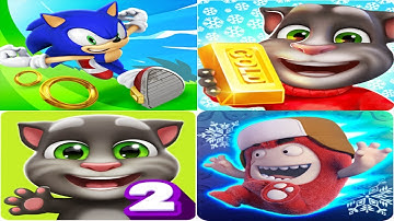 Sonic Dash vs My Talking Tom 2 vs Oddbods Turbo Run vs Talking Tom Gold Run - Santa Tom vs Panda
