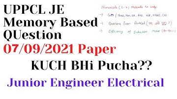 07/09/2021 UPPCL JE Electrical  Memory Based Questions| Shift one and SHift Two