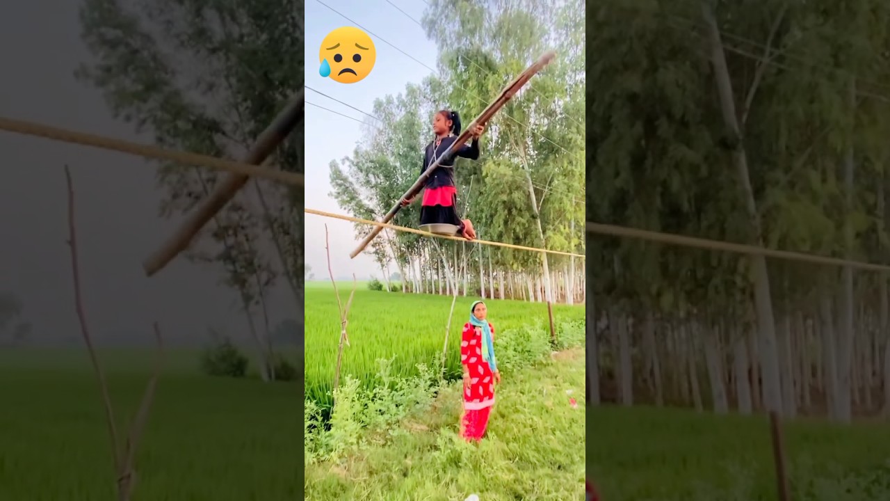 The  pour girl is walking on a tightrope 🥺