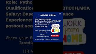 Software Jobs | AIMLEAP hiringRole: Python developer #hiring #softwareengineerjobs #fullstack