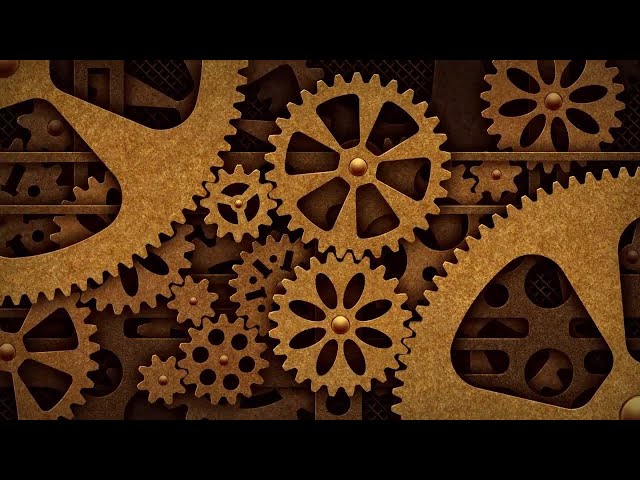 Steampunk Mechanical Gears Rotation Motion Graphics 