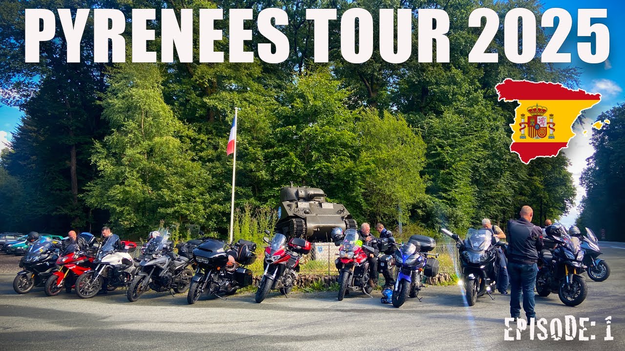 EP1: Pyrenees Motorcycle Tour | Portsmouth Ferry to Caen + Ride to Le Mans 15 Bikes on the Road