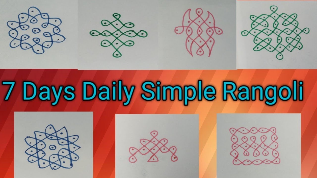 Simple Rangoli Type Seven types of rangoli for seven days// daily simple rangoli design for ...