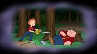 Stewie dreams of Peter and Lois chopping wood