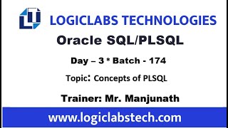 Oracle SQL/PLSQL Day 3 * Topic -  Concept of PLSQL, Batch 174. Profile