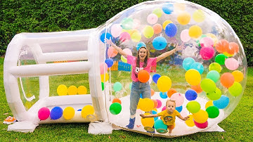 Chris and Mom build Inflatable Playhouse for children - Funny stories for kids