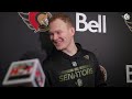 Thomas Chabot, Brady Tkachuk, Travis Green Pregame Media vs CBJ