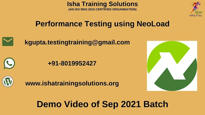 Performance Testing using NeoLoad Demo. Pls call / whatsapp us on +91-8019952427 to enroll