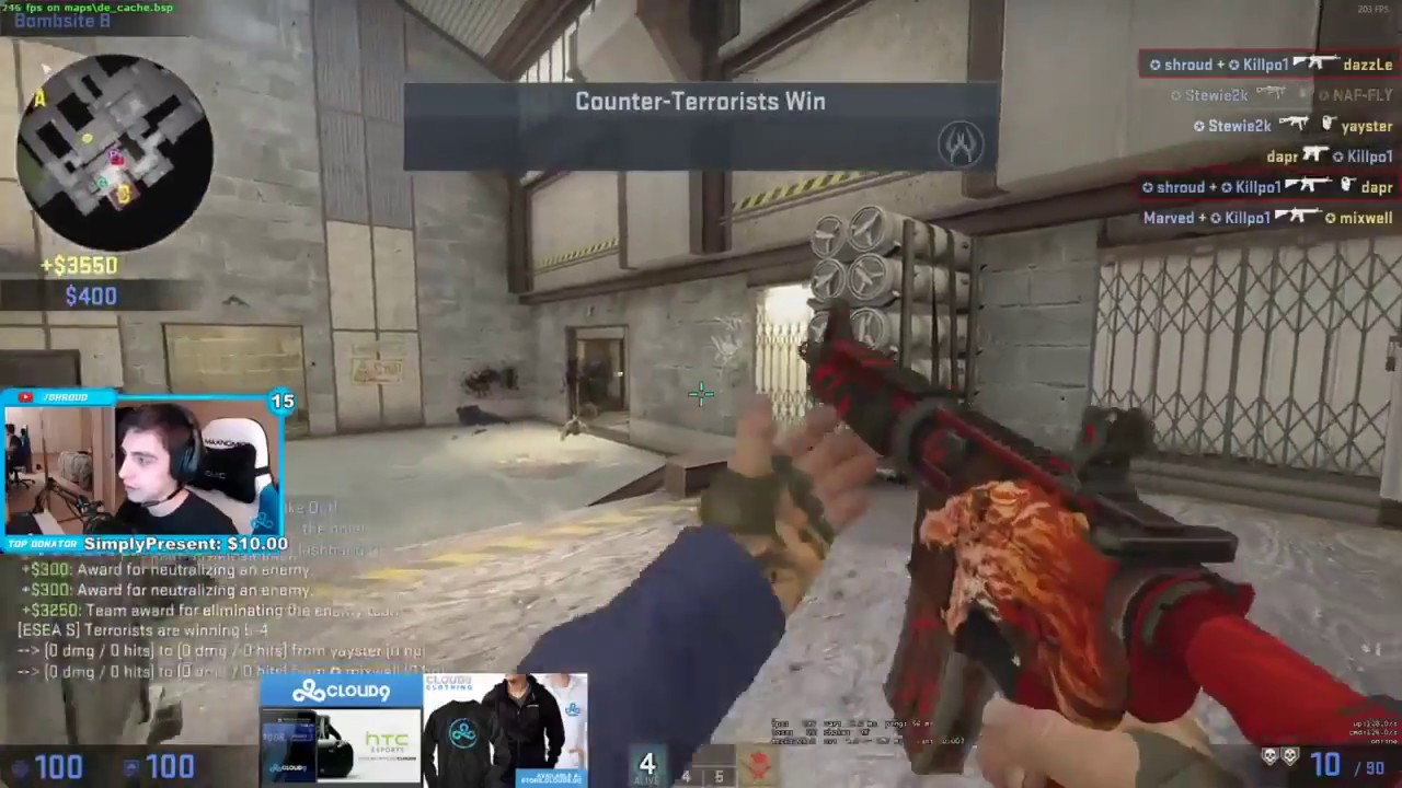 CS:GO - Shroud and Stewie2K plays RANK S on Cache 09.04.2017. - YouTube