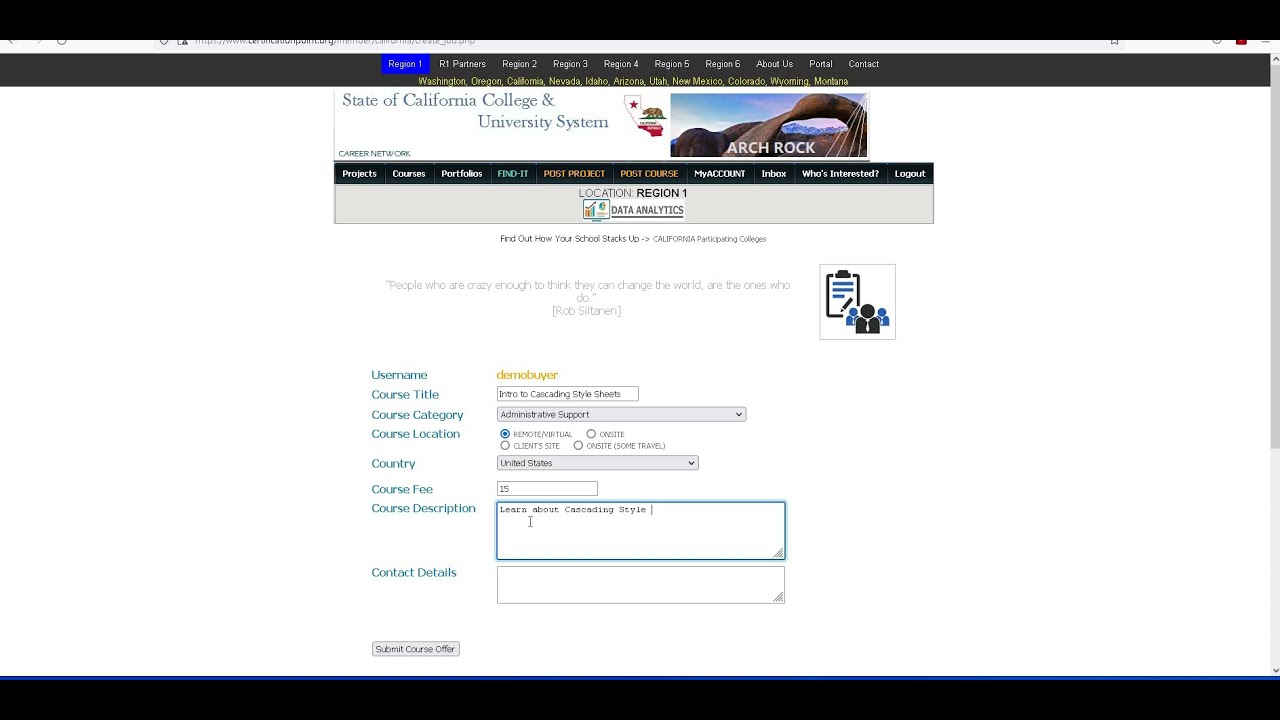 Service Buyer Courses Submission Demo