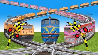 【踏切アニメ】くねくね電車危険な交差点を駆け抜ける🚍 Train Fumikiri 3D Railroad Crossing Animation #1