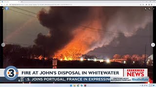 Multiple crews respond to fire at John's Disposal in Whitewater
