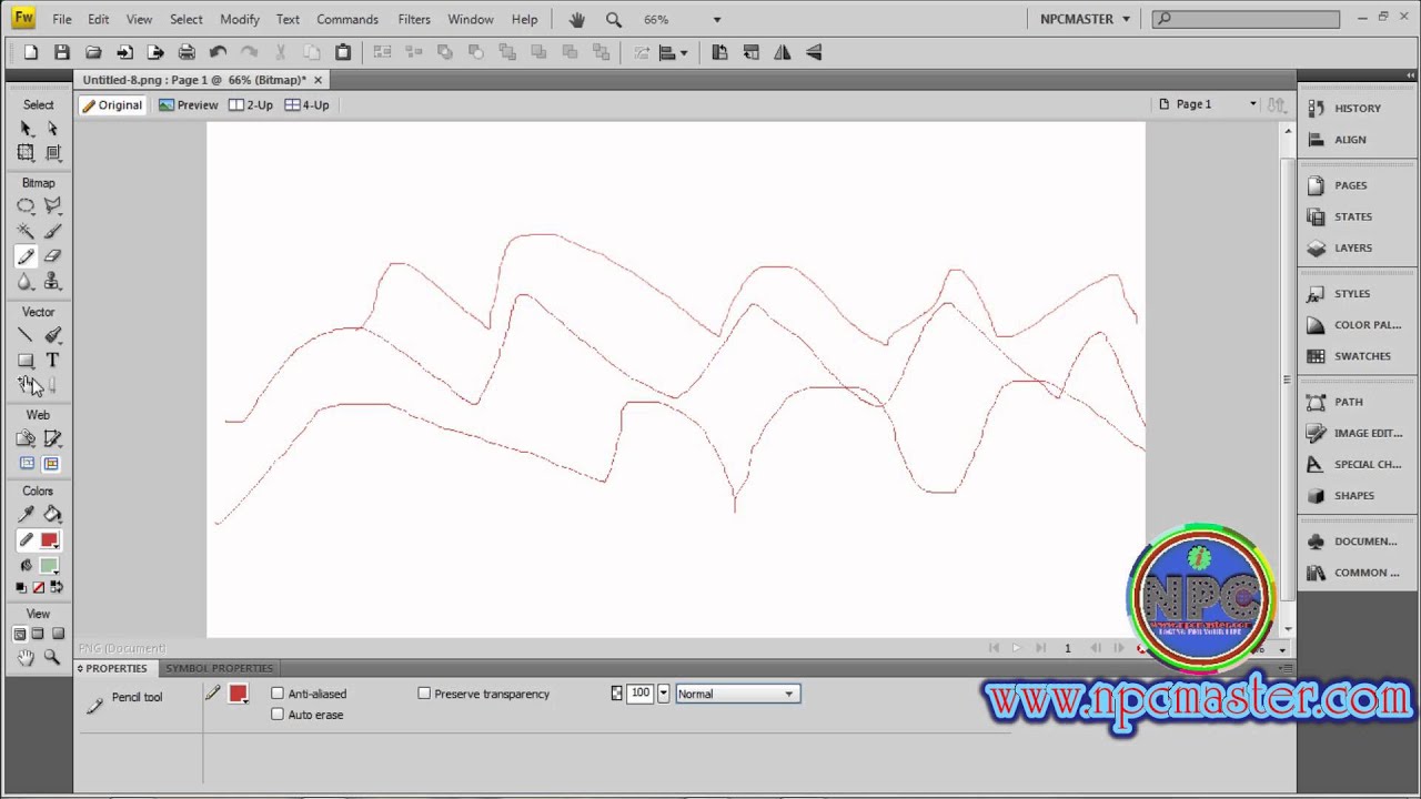 17 How to use Pencil Tool in Adobe Fireworks CS4 Sinhala HD - YouTube