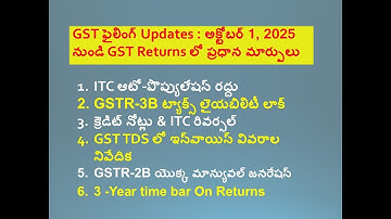 GST Returns New Update from October 2025 |GSTR 3B Returns New Update | GST ITC Update | gstr 2b new