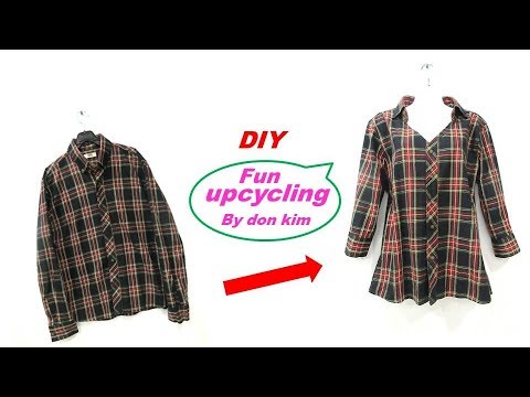 DIY 남성셔츠여성루즈핏브이넥카라체크셔츠로리폼how to make v-neck collar shirt hacks