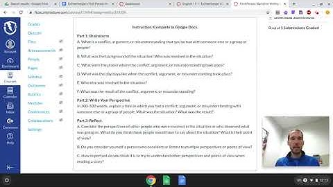 English 11 - First Person Narrative Writing Assignment