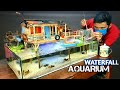 DIY AQUARIUM DECORATIONS IDEAS - MAKE A WATERFALL AQUARIUM DIORAMA OF A FISHERMAN&#39;S HOUSE