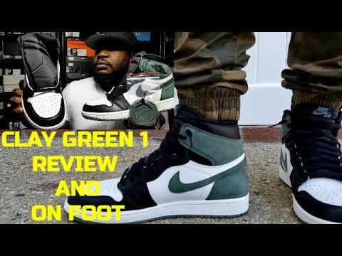 jordan 1 clay green on feet