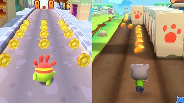 Om Nom Run vs Talking Tom Gold Run (iOS,Android Gameplay)
